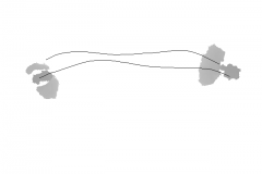Overhead depth snapshot of a pedestrian crossing the Metaforum landing, with the reconstructed trajectory