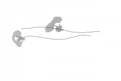 Overhead depth snapshot of a pedestrian crossing the Metaforum landing, with the reconstructed trajectory