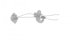 Overhead depth snapshot of a pedestrian crossing the Metaforum landing, with the reconstructed trajectory