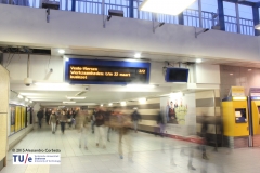 Eindhoven train station walkway, crowd in motion (long exposure photo)