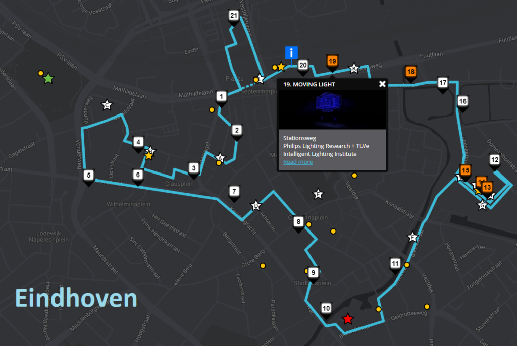 Map of the Glow 2017 route through Eindhoven